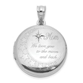 Sterling Silver Rh-plated Diamond 20mm Mom Moon/Stars Round Locket